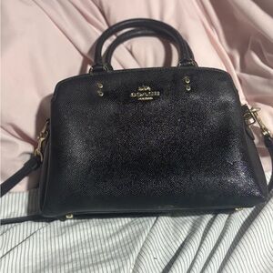 Coach Black Leather Satchel with Gold Hardware